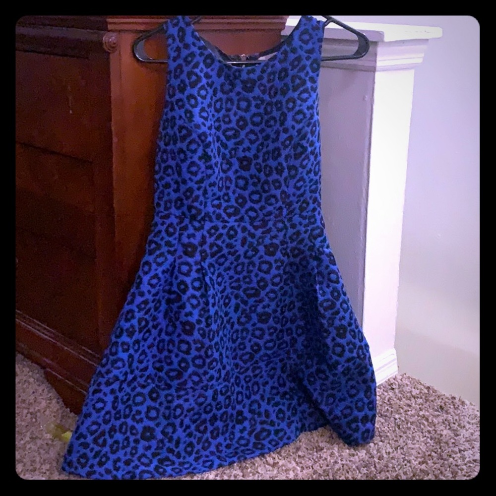 Blue leopard print dress